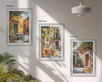 Citrus fruits in the garden wall art three-piece set