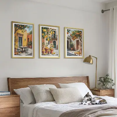 Citrus fruits in the garden wall art three-piece set