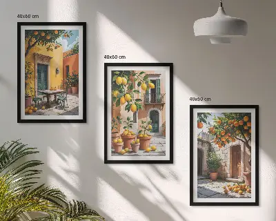 Citrus fruits in the garden wall art three-piece set