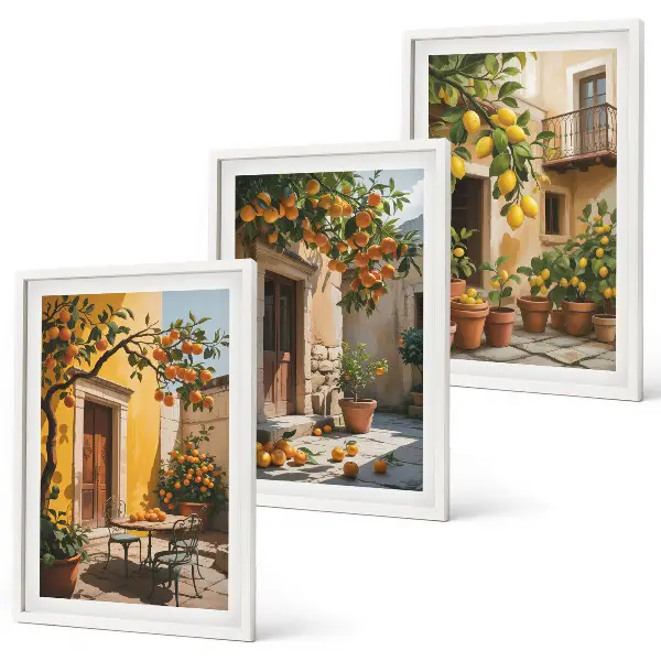 Citrus Fruits Courtyard Plants wall art set
