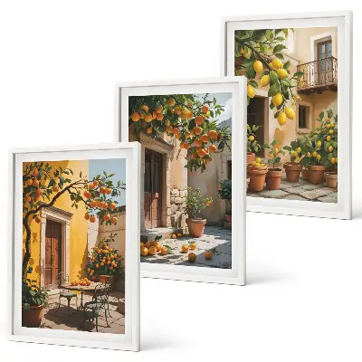 Citrus Fruits Courtyard Plants wall art set