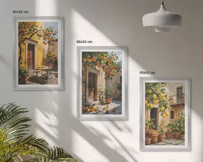 Citrus Fruits Courtyard Plants wall art set