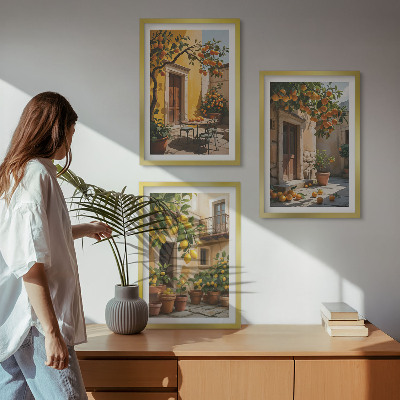 Wall art set Citrus Fruits Courtyard Plants