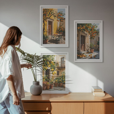 Wall art set Citrus Fruits Courtyard Plants