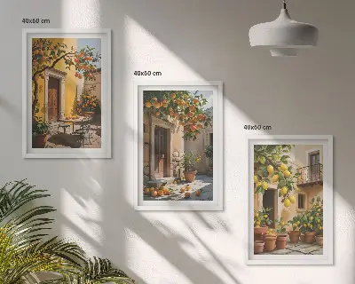 Citrus Fruits Courtyard Plants wall art set