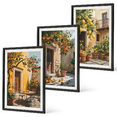 Citrus Fruits Courtyard Plants wall art set