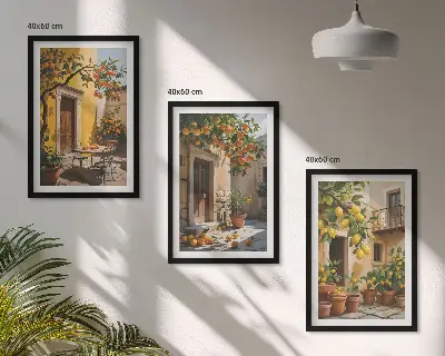 Citrus Fruits Courtyard Plants wall art set