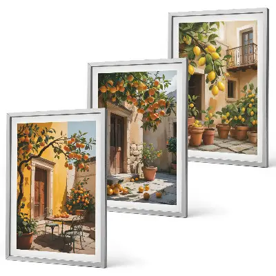 Citrus Fruits Courtyard Plants wall art set