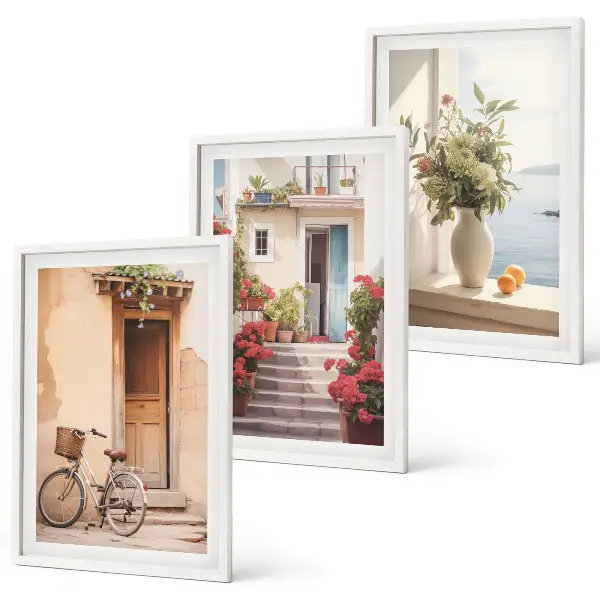 Charming seaside streets wall art three-piece set