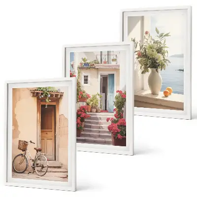 Charming seaside streets wall art three-piece set