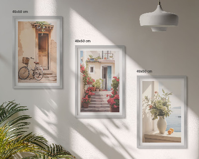 Three-piece wall art piece Charming seaside streets