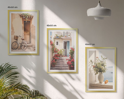 Three-piece wall art piece Charming seaside streets