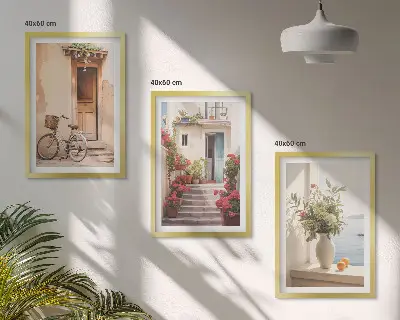 Charming seaside streets wall art three-piece set
