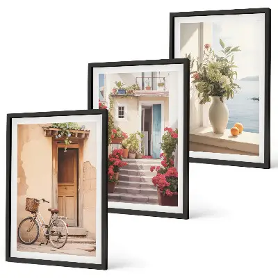 Charming seaside streets wall art three-piece set