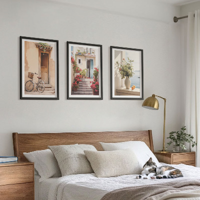 Three-piece wall art piece Charming seaside streets