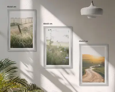 Landscape meadow road wall art set west view