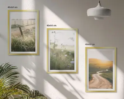 Landscape meadow road wall art set west view