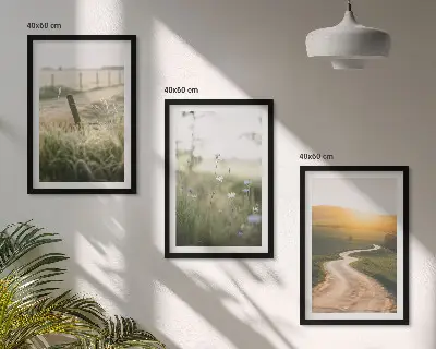 Landscape meadow road wall art set west view