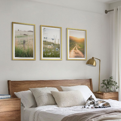 Three-piece wall art piece Landscapes nature fields path