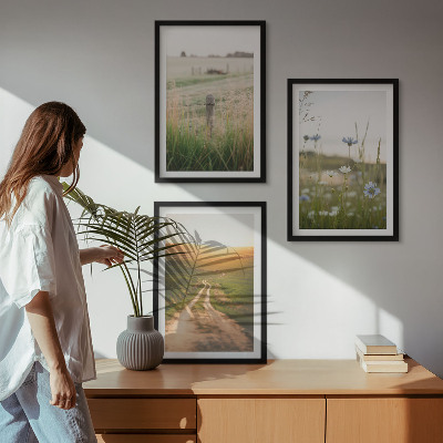 Three-piece wall art piece Landscapes nature fields path