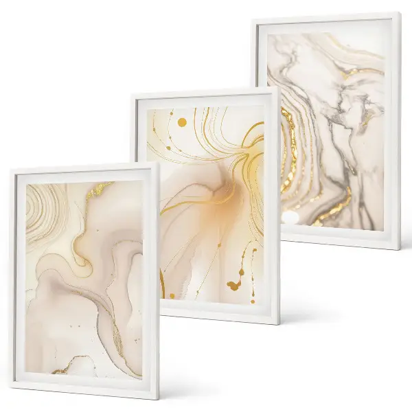 Set of 3 framed wall art pieces with subtle abstract patterns