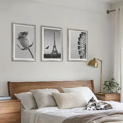 Rose Eiffel Tower Ferris wheel wall art three-piece set