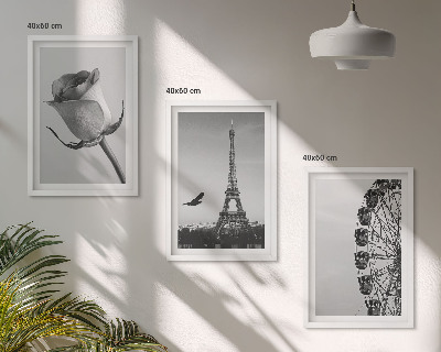 Three-piece wall art piece Rose Eiffel Tower Ferris wheel