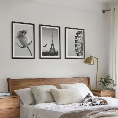 Rose Eiffel Tower Ferris wheel wall art three-piece set