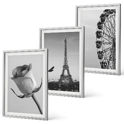 Three-piece wall art piece Rose Eiffel Tower Ferris wheel