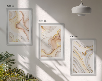 Set of 3 framed wall art pieces Linear abstract motifs