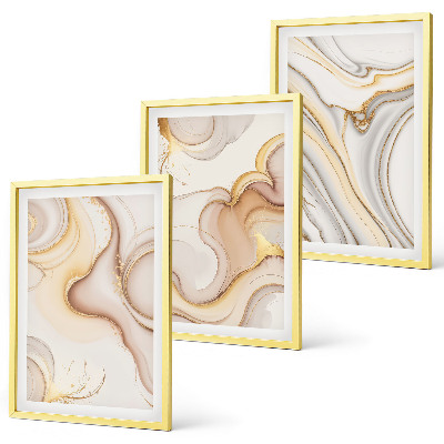 Set of 3 framed wall art pieces Linear abstract motifs
