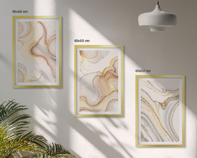 Set of 3 framed wall art pieces Linear abstract motifs