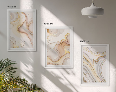 Set of 3 framed wall art pieces Linear abstract motifs