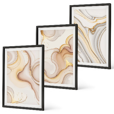 Set of 3 framed wall art pieces Linear abstract motifs