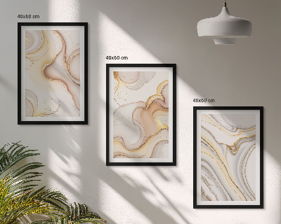 Set of 3 framed wall art pieces Linear abstract motifs