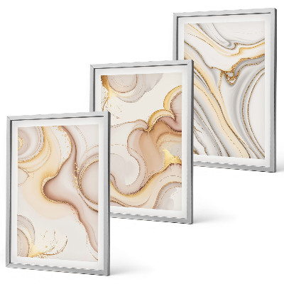 Set of 3 framed wall art pieces Linear abstract motifs