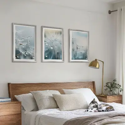 Dewdrops on dandelions three-piece wall art set
