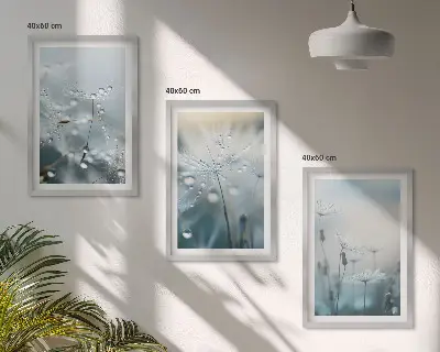 Dewdrops on dandelions three-piece wall art set