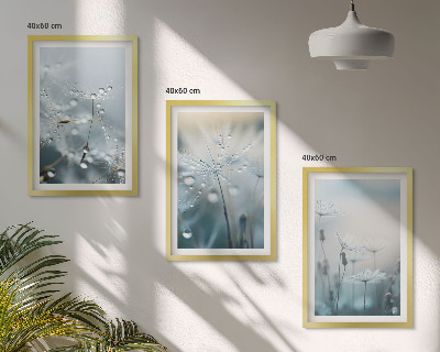 Three-piece wall art piece Dewdrops on dandelions