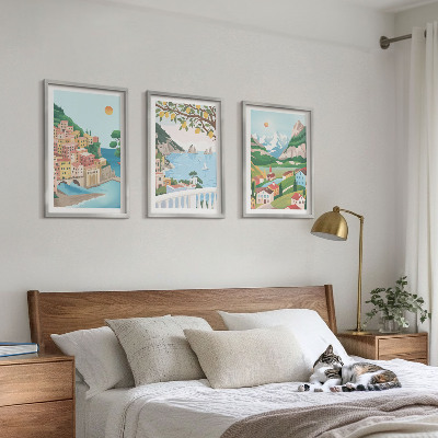 Three-piece wall art piece Pastel seaside views