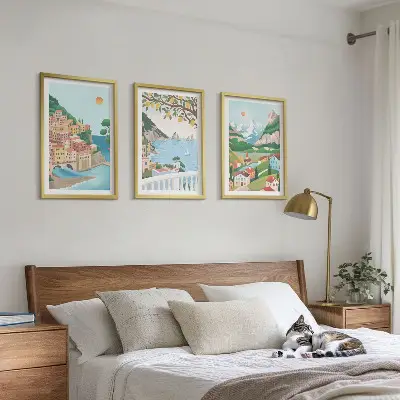 Pastel seaside views wall art three-piece set