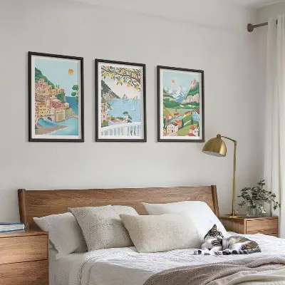 Pastel seaside views wall art three-piece set