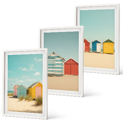 Wall art set Colorful houses beach sun