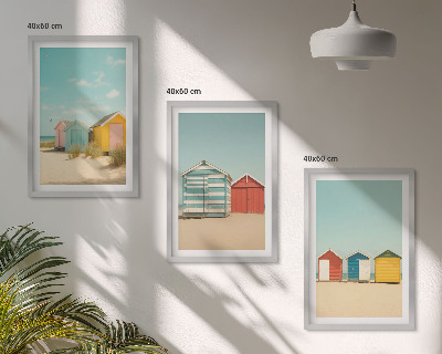 Wall art set Colorful houses beach sun