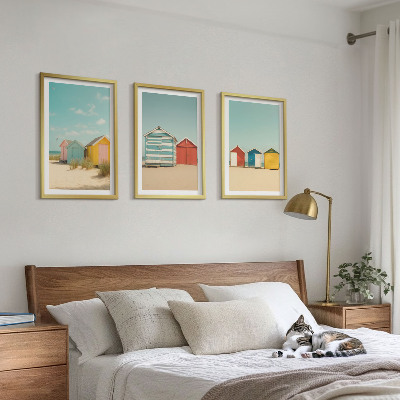 Wall art set Colorful houses beach sun