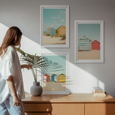 Wall art set Colorful houses beach sun