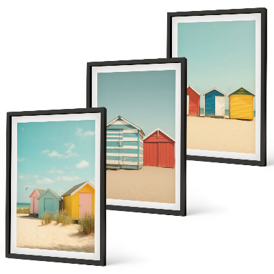 Wall art set Colorful houses beach sun