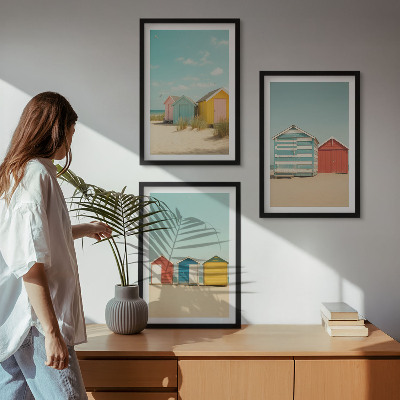 Wall art set Colorful houses beach sun
