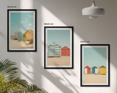 Wall art set Colorful houses beach sun