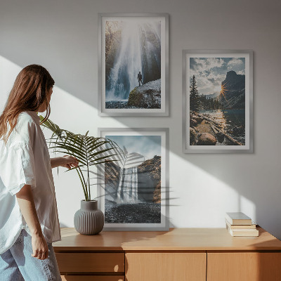 Wall art set Waterfalls mountains landscapes nature